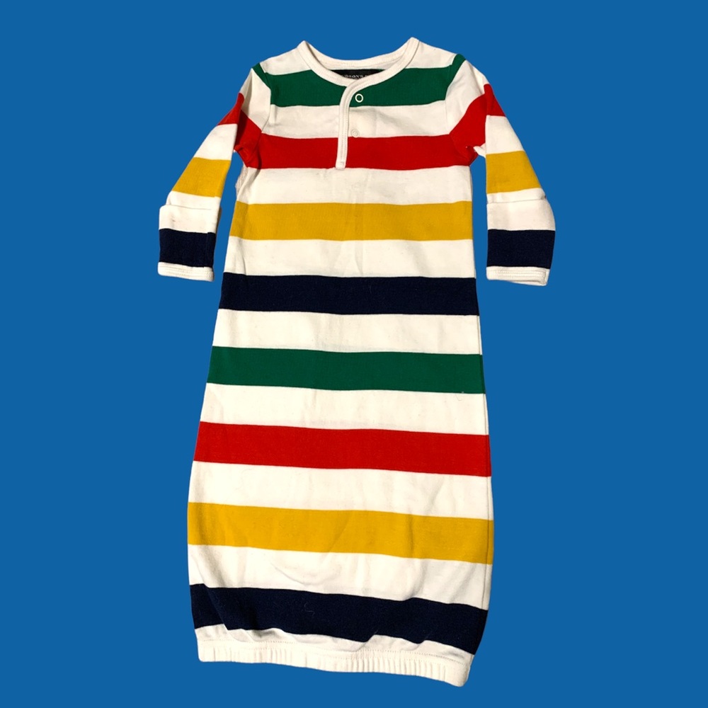 HBC Stripes Baby's Multistripe Cotton Sleep Gown Rainbow Unisex Comfort Infant
